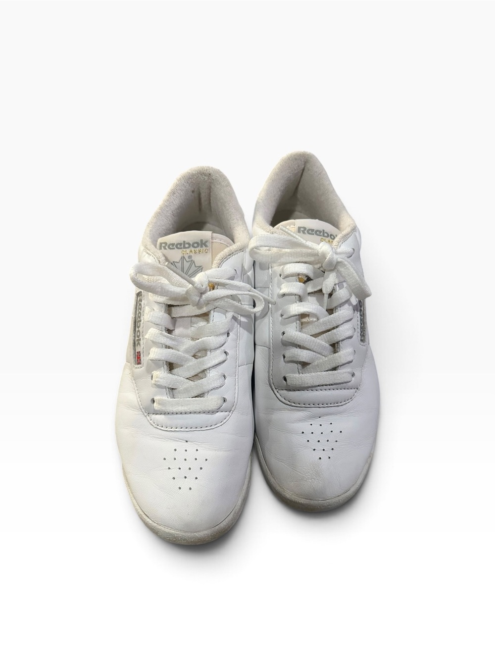 Vintage Reebok Princess Classic White Leather Sneakers Womens Size 8.5 Low Top